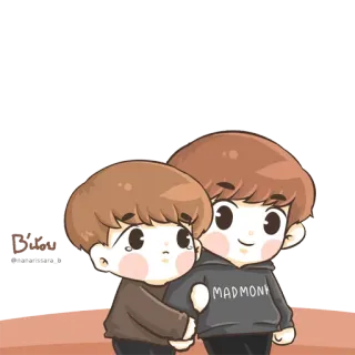 ♥ MADMONK Hoạt hình, Chibi, Dễ thương, Hai người, Tình cảm, Nhân vật hoạt hình telegram sticker