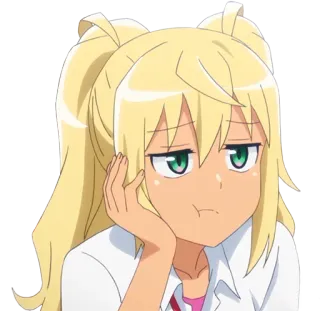 😒 Аниме, девушка, скучно, хвостики, блондинка, мультфильм telegram sticker