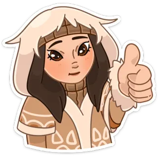 👍 donna, abbigliamento invernale, pollice in su, cartone animato, amichevole, positivo, allegro telegram sticker