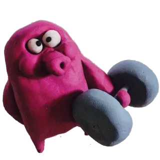 💪 Knetanimation, rosa, Figur, Cartoon, Gewichtheben, Hantel, Übung whatsapp sticker