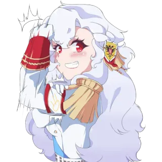 💪 アニメ, マンガ, 白い髪, 制服, 赤い目 telegram sticker