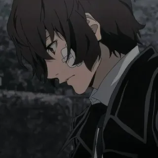 🪙 Osamu Dazai Bungo Stray Dogs Anime, Manga, Băng, tóc nâu, nhìn nghiêng, Phim hoạt hình telegram sticker