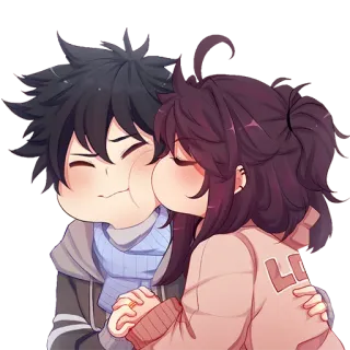 ❤️ Anime, Beijo, Amor, Casal, Fofo, Desenho animado, Abraço, Romance whatsapp sticker