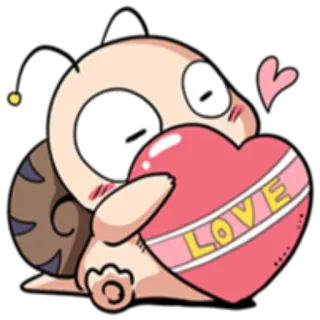 ❤️ LOVE รัก, หัวใจ, น่ารัก, การ์ตูน, หอยทาก telegram sticker