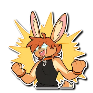 🔥 Cartoon, Hase, Feier, Aufgeregt, Tier, Fröhlich telegram sticker