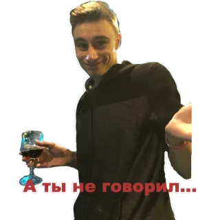 ❕ А ты не говорил... person, wine, glass, alcohol, russian, text telegram sticker