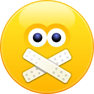 😷 emoji, silêncio, boca, fita adesiva, amarelo telegram sticker