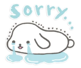 😞 sorry desculpa, fofo, kawaii, triste, desculpa, chorando telegram sticker