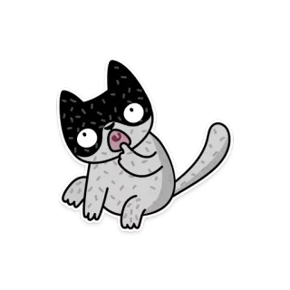 👹 고양이, 스티커, 충격, 만화, 동물, 회색 telegram sticker