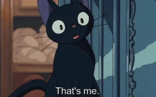 😺 Jiji Kiki's Delivery Service That's me. Anime, Gatto, Gatto Nero, Studio Ghibli telegram sticker