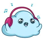 🎶 เมฆ, เพลง, หูฟัง, น่ารัก, การ์ตูน, ฟัง telegram sticker