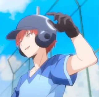 ✨ anime, baseball, helmet, sports, cartoon, red hair telegram sticker
