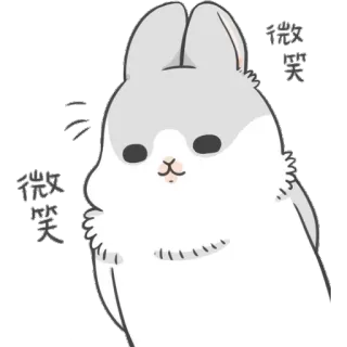 😈 微笑 rabbit, bunny, cute, animal, sticker, kawaii, gray, white telegram sticker