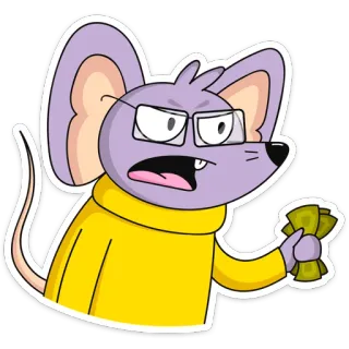 💸 Topo cartone animato, Denaro, Avidità, Occhiali, Arrabbiato, Personaggio, Adesivo telegram sticker