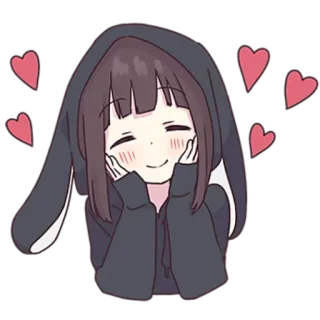 💗 anime girl, cute, bunny ears, heart, cartoon, kawaii telegram sticker