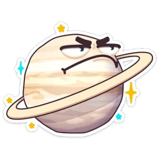 😤 planet, saturn, cartoon, angry, celestial, space, ringed planet telegram sticker
