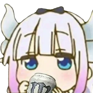 🥃 Kanna Kamui Miss Kobayashi's Dragon Maid anime, kanna, dragon, monster energy, kawaii, drinking telegram sticker