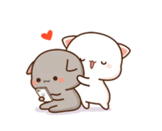 🤗 mignon, chat, amour, couple, coeur, dessin animé whatsapp sticker