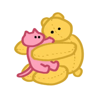 💞 osito de peluche, gato, abrazando, amistad, lindo, dibujos animados, animales telegram sticker
