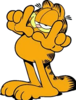 😉 Garfield garfield, gato, desenho animado, quadrinhos, símbolo da paz, laranja telegram sticker