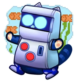❤️ robot, kot, gra, pixel art, kawaii, słodki telegram sticker
