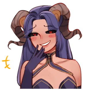 😀 demonio, diablo, anime, cuernos, sonriendo, mujer, fantasía telegram sticker