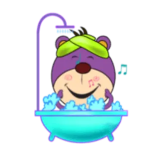 🛁 Bär, Badewanne, Dusche, Cartoon, niedlich, Schaumbad, Entspannung, Tier telegram sticker