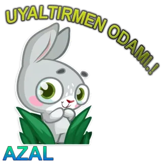 👑 UYALTIRMEN ODAMI!! Cartoon, Niedlich, Tier, Hase, Illustration, Text, Sticker telegram sticker