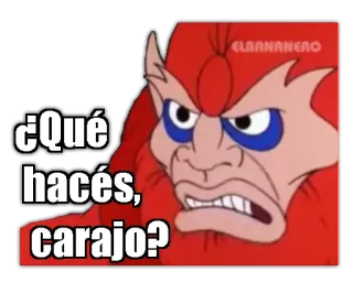 😱 ¿Qué hacés, carajo? การ์ตูน, โกรธ, สีแดง, หน้า, ดูถูก whatsapp sticker