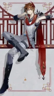 🌟 Tartaglia Genshin Impact Tartaglia, Genshin Impact, Anime, Videojuego, Personaje, Bufanda roja whatsapp sticker