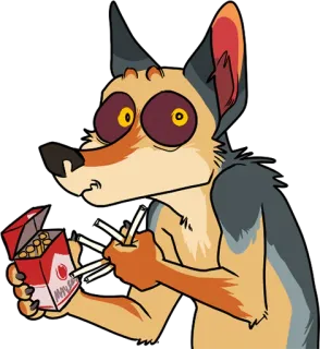 🔥 cigarrillo, fumar, zorro, dibujos animados, paquete, marlboro whatsapp sticker