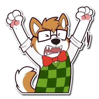 💢 perro, enojado, dibujos animados, gafas, peludo, ilustración telegram sticker