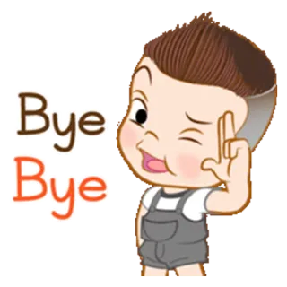 👋 Bye Bye Adiós, Despedida, saludando, dibujos animados, niño whatsapp sticker