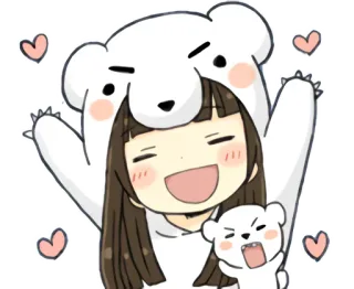 🤗 น่ารัก, อนิเมะ, ผู้หญิง, หมี, หัวใจ, การ์ตูน telegram sticker