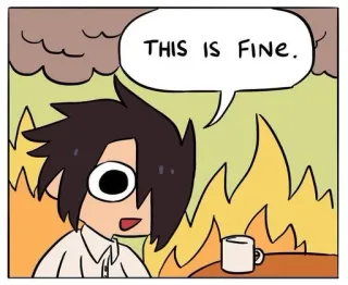 🖤 THIS IS FINE. Comic, Meme, Feuer, Hund, Alles ist gut, Cartoon whatsapp sticker