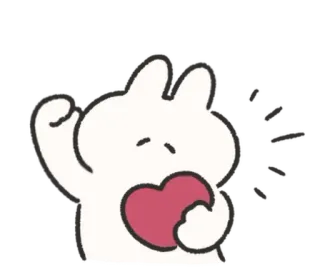 🍰 thỏ, trái tim, dễ thương, tình yêu, hoạt hình, động telegram sticker