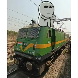😔 Meme Man WAG-9H 31628 KYN train, indian railways, locomotive, meme, sitting, railway, wag9h, transportation telegram sticker