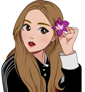 🌸 mujer, flor, dibujo animado, sticker, retrato, personaje telegram sticker