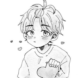 🌨 Anime, Anak laki-laki, Lucu, Hati, Kartun, Ilustrasi, Manga telegram sticker