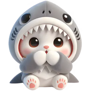 🫢 chat, requin, mignon, animal, dessin animé, autocollant telegram sticker
