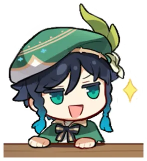 😏 Venti Genshin Impact venti, genshin impact, anime, spel, chibi, personage telegram sticker