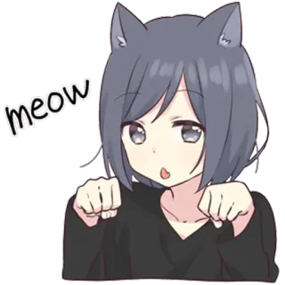 😸 meow anime, gato, lindo, chica whatsapp sticker