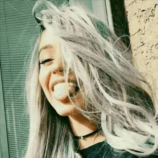 😝 mujer, chica, retrato, lengua, pelo, feliz telegram sticker