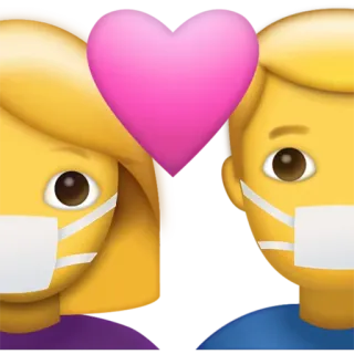 👩‍❤️‍👨 Emoji, Cinta, Hati, Pasangan, Covid-19, Masker, Pandemi, Aman whatsapp sticker