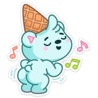 💃 bear, ice cream, music, dancing, cartoon, cute telegram sticker