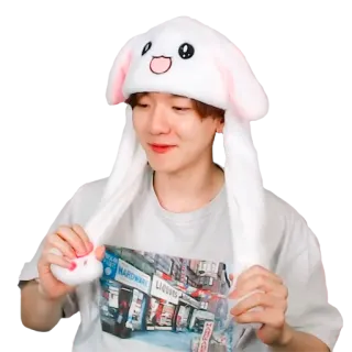 🙂 kpop, idol, bonnet lapin, asiatique, mignon whatsapp sticker