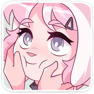 ☺️ 粉色头发, 动漫, 可爱, 女孩, 脸, 肖像 whatsapp sticker