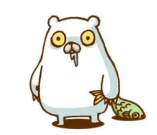 😮 beruang, binatang, kartun, ikan, imut, stiker telegram sticker