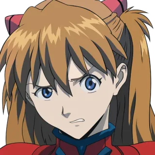 😒 Asuka Langley Soryu Neon Genesis Evangelion anime, cartoon, character, Asuka, Evangelion, girl, angry, animated telegram sticker