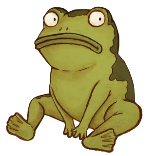 😒 rana, anfibio, animal, dibujo animado, divertido, lindo, sentado, sapo telegram sticker